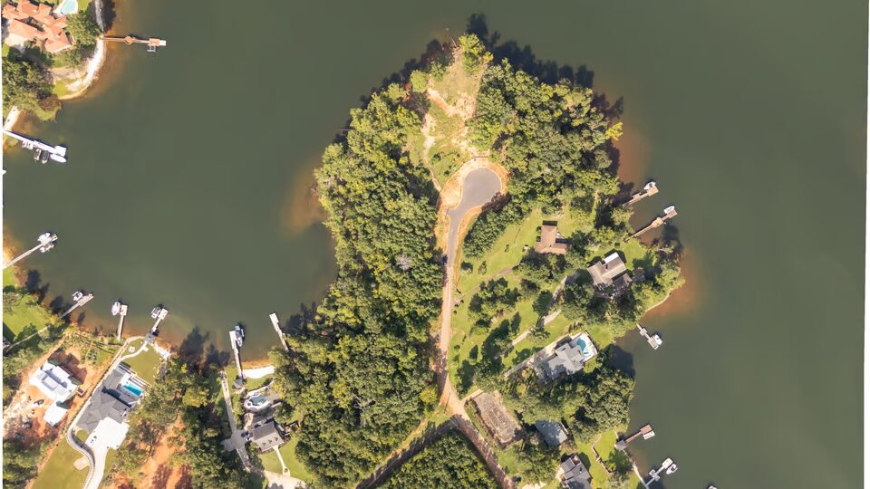 Aerial view of the Clement Point peninsula on Lake Murray
